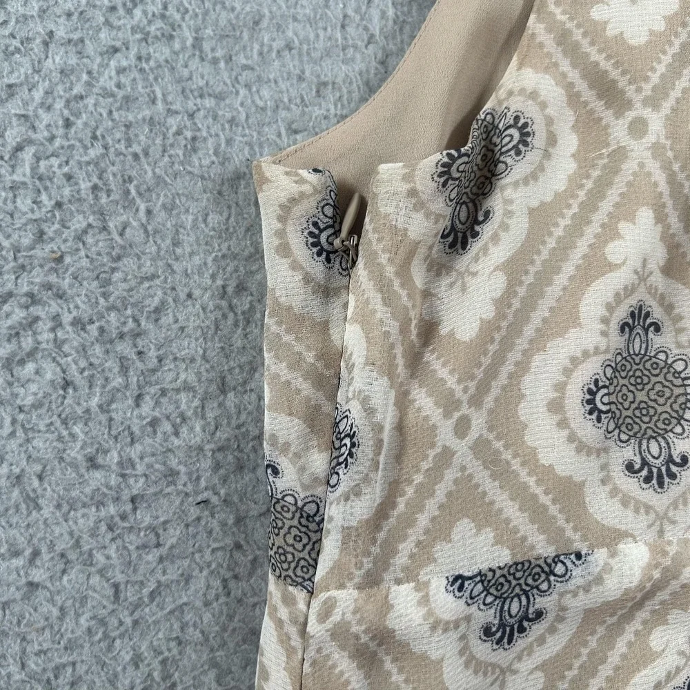LOFT Blouse Womens 10 Beige Geometric Sleeveless Sweetheart Camisole Lined - Picture 5 of 13